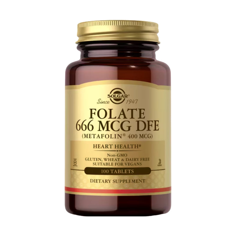 Solgar Folate 666mcg DFE Metafolin 400mcg 100 Tablets