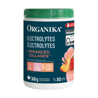 Organika Electrolytes + Enhanced Collagen Strawberry Peach 360g Effervescent Powder