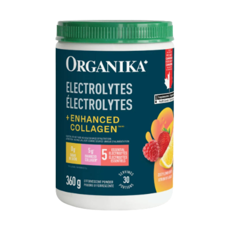 Organika Electrolytes + Enhanced Collagen Zesty Lemon Berry 360g Effervescent Powder