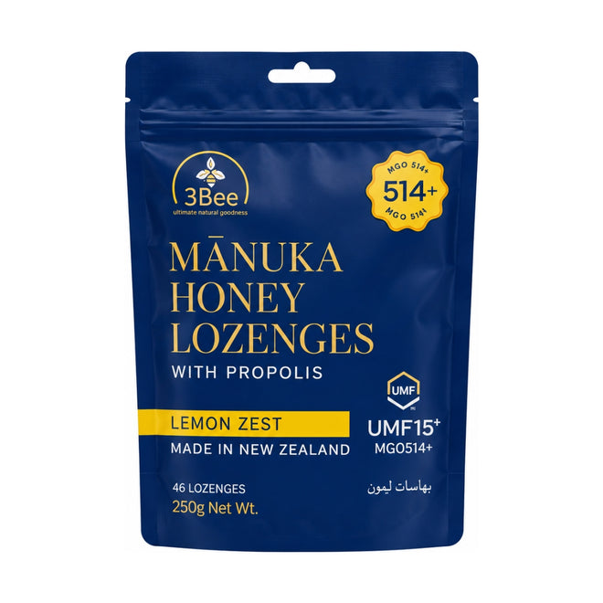 3Bee Manuka Honey UMF15+ Lozenges Lemon Zest 250g