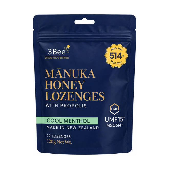 3Bee Manuka Honey UMF15+ Lozenges Cool Menthol 120g