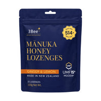 3Bee Manuka Honey UMF15+ Lozenges Ginger & Lemon 120g