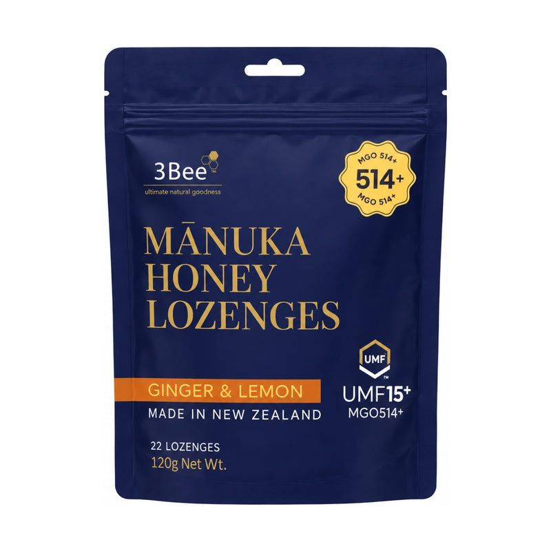 3Bee Manuka Honey UMF15+ Lozenges Ginger & Lemon 120g