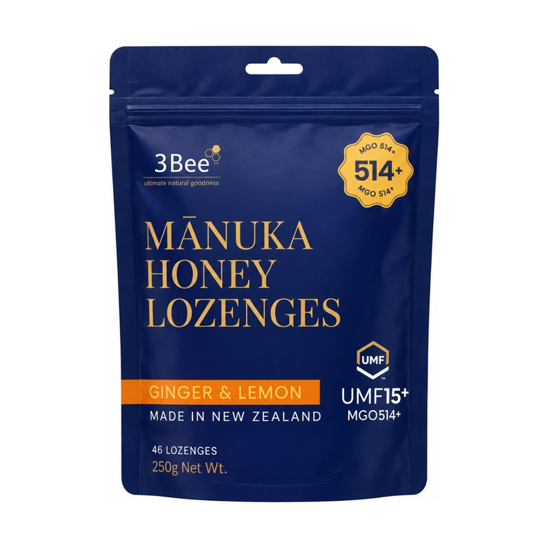 3Bee Manuka Honey UMF15+ Lozenges Ginger & Lemon 250g