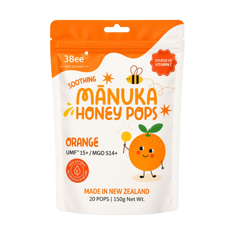 3Bee Manuka Honey UMF15+ Soothing Pops Orange 150g