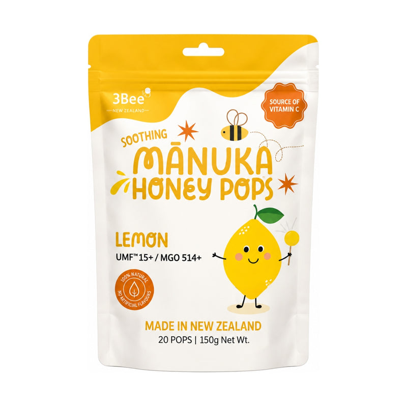 3Bee Manuka Honey UMF15+ Soothing Pops Lemon 150g