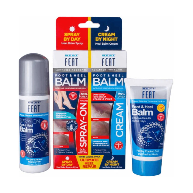 Neat Feat Foot & Heel Balm Ultimate Heel Repair Spray & Cream Twin Value Pack
