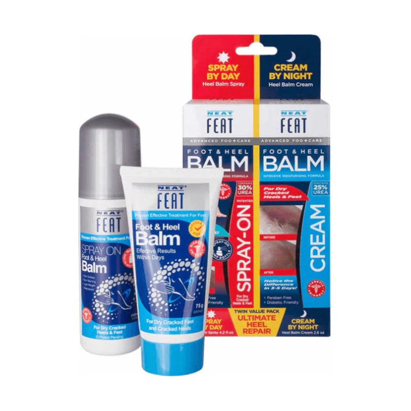 Neat Feat Foot & Heel Balm Ultimate Heel Repair Spray & Cream Twin Value Pack