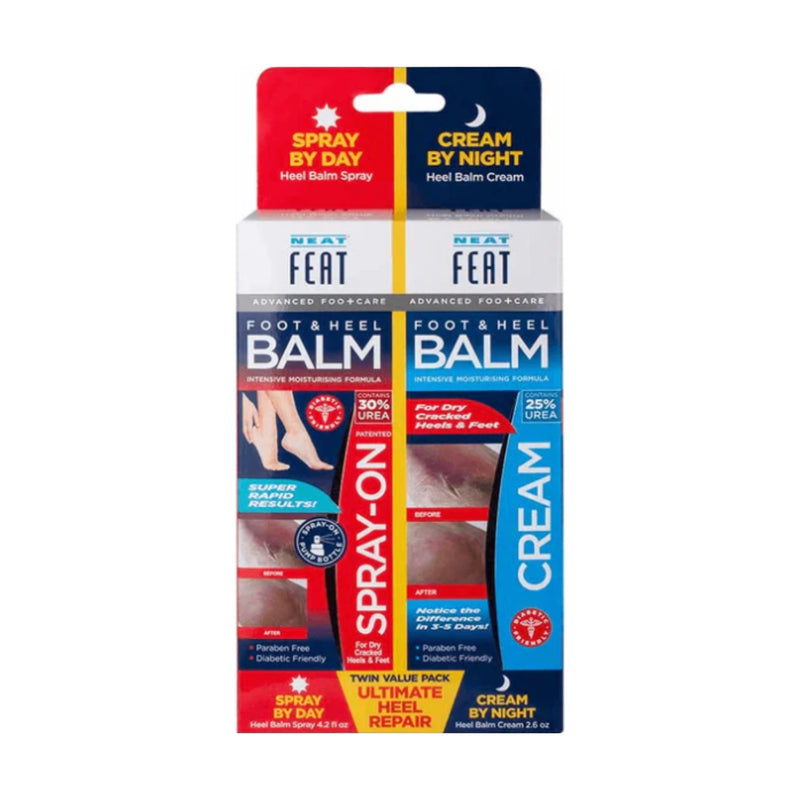 Neat Feat Foot & Heel Balm Ultimate Heel Repair Spray & Cream Twin Value Pack