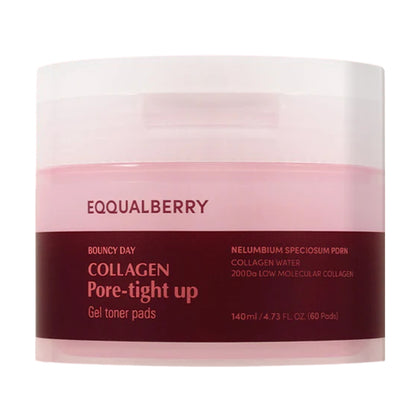 EQQUALBERRY Collagen Pore Tight Up Gel Toner Pads 60 Pieces