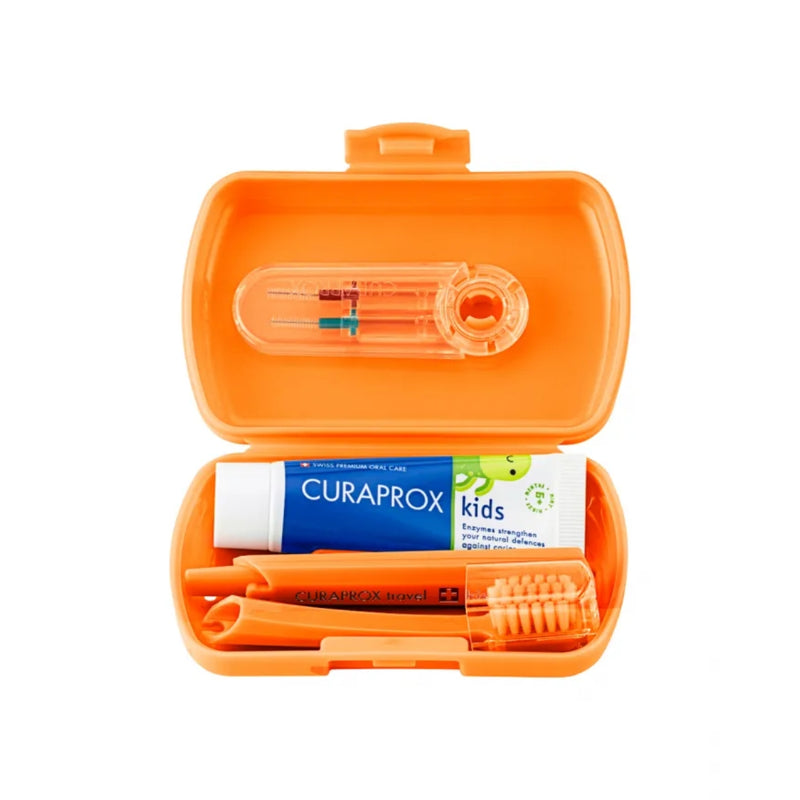 Curaprox Kids Travel Set Orange Toothbrush + Interdental Brush + Toothpaste 10ml