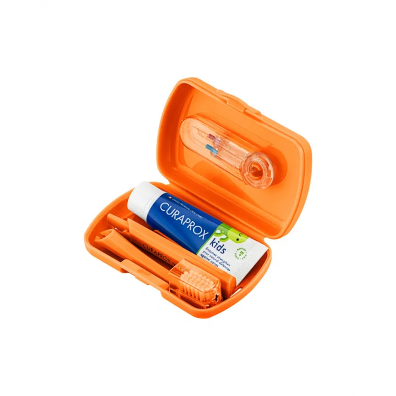 Curaprox Kids Travel Set Orange Toothbrush + Interdental Brush + Toothpaste 10ml