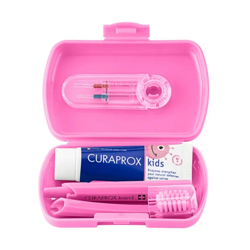 Curaprox Kids Travel Set Pink Toothbrush + Interdental Brush + Toothpaste 10ml