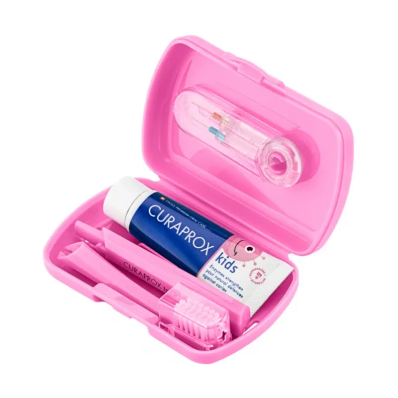Curaprox Kids Travel Set Pink Toothbrush + Interdental Brush + Toothpaste 10ml