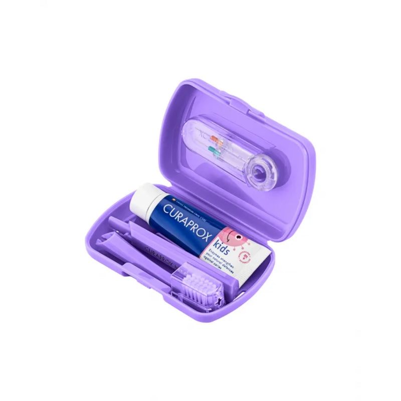 Curaprox Kids Travel Set Purple Toothbrush + Interdental Brush + Toothpaste 10ml