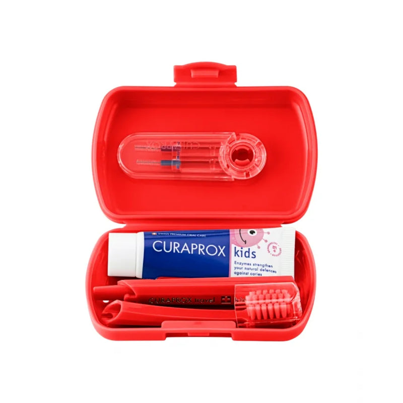 Curaprox Kids Travel Set Red Toothbrush + Interdental Brush + Toothpaste 10ml