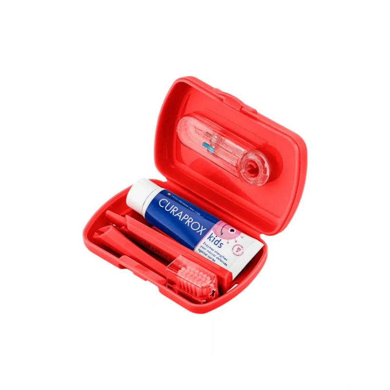 Curaprox Kids Travel Set Red Toothbrush + Interdental Brush + Toothpaste 10ml