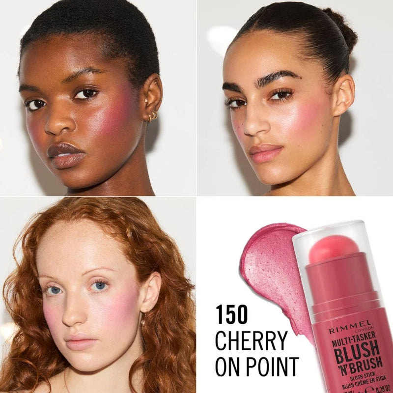 Rimmel Multi Tasker Blush 'N' Brush Blush Stick 150 Cherry On Point 8g