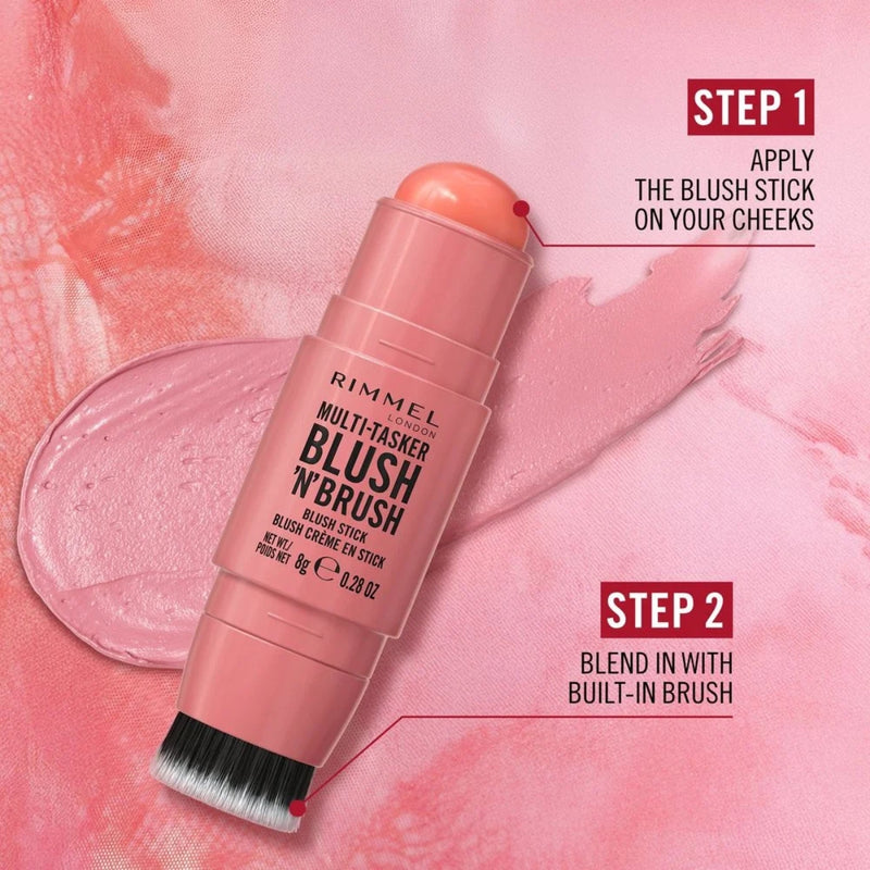 Rimmel Multi Tasker Blush 'N' Brush Blush Stick 250 Coral Dust 8g