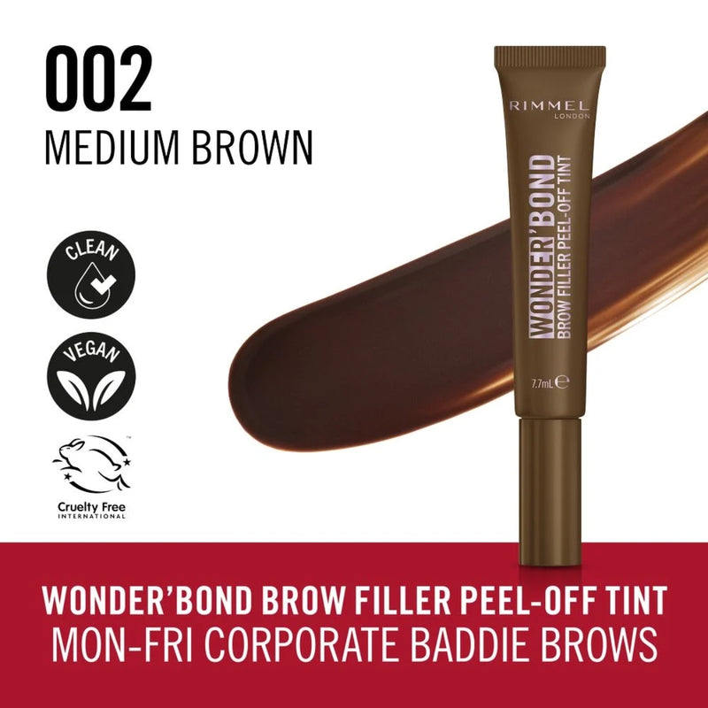 Rimmel Wonder Bond Brow Filler Peel Off Tint 002 Medium Brown 7.7ml