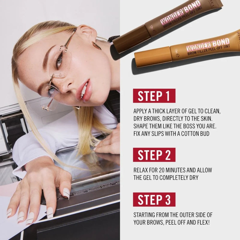 Rimmel Wonder Bond Brow Filler Peel Off Tint 002 Medium Brown 7.7ml