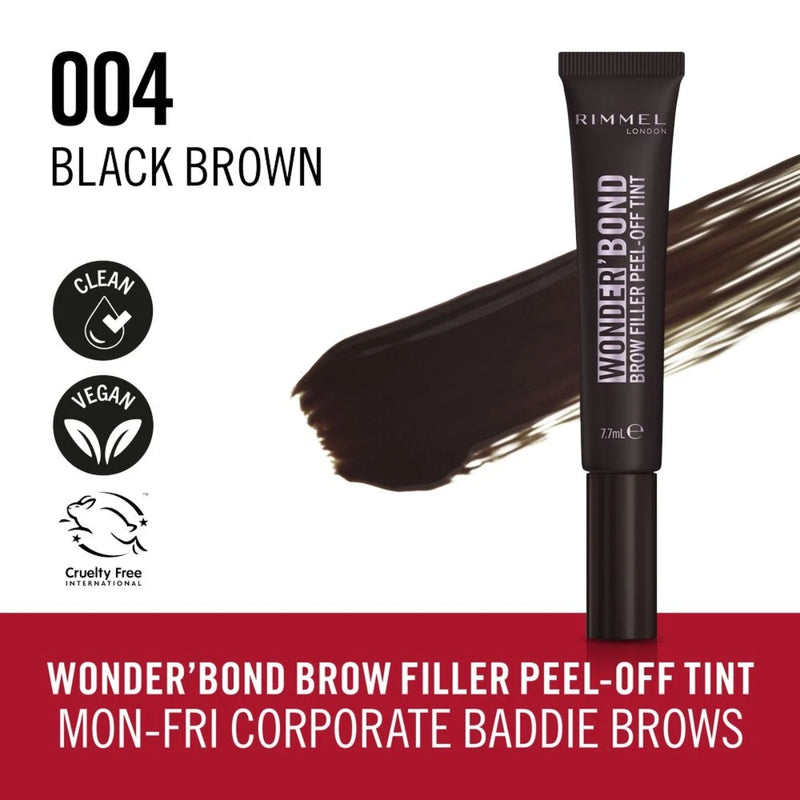 Rimmel Wonder Bond Brow Filler Peel Off Tint 004 Black Brown 7.7ml