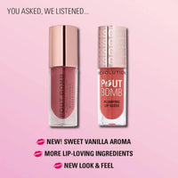 Revolution Makeup ملمع شفاه Pout Bomb Plumping Gloss بلون ميلبا خوخي دافئ بحجم 4.6 مل