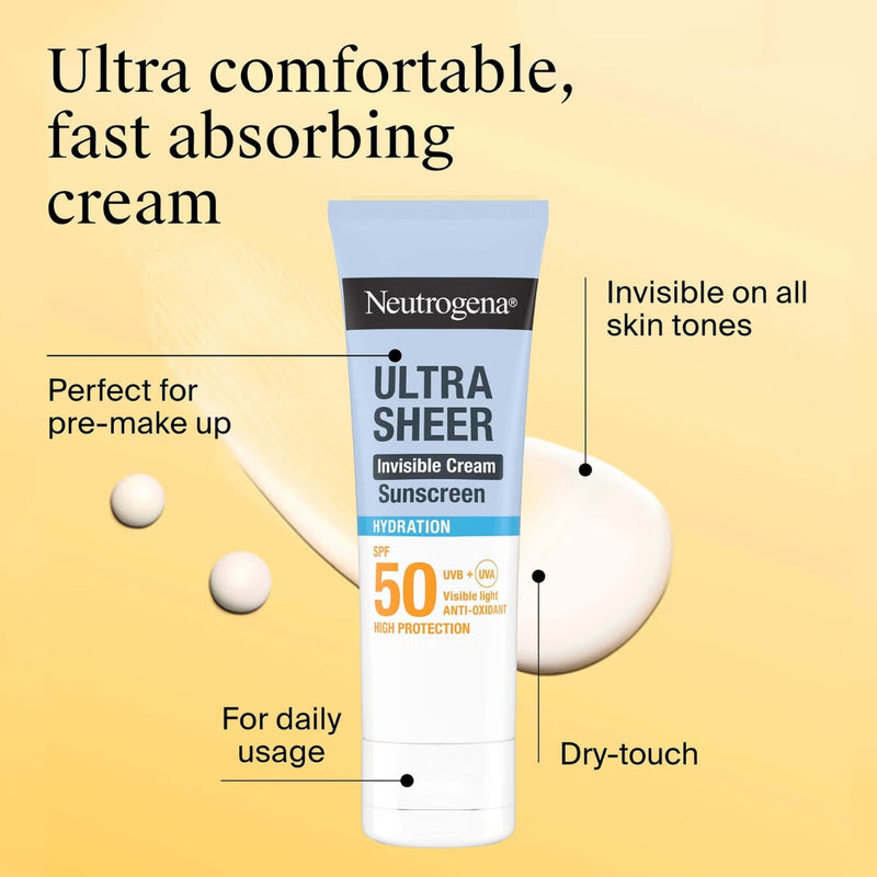 Neutrogena Ultra Sheer Invisible Cream Hydration Sunscreen SPF50 50ml