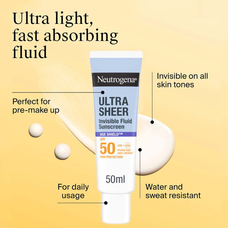 Neutrogena Ultra Sheer Invisible Fluid Age Shield Sunscreen SPF50 50ml