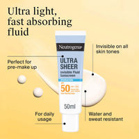 Neutrogena Ultra Sheer Invisible Fluid Hydration Sunscreen SPF50 50ml