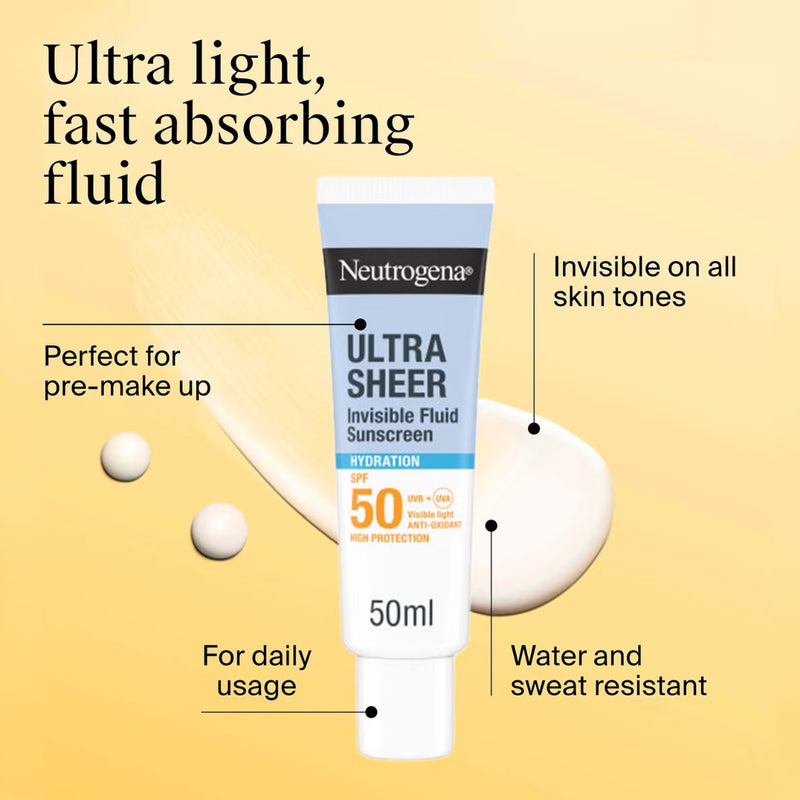 Neutrogena Ultra Sheer Invisible Fluid Hydration Sunscreen SPF50 50ml
