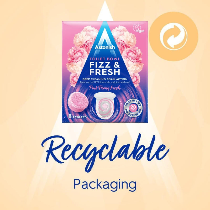 Astonish Toilet Bowl Fizz & Fresh Pink Peony Fresh 8 Tablets