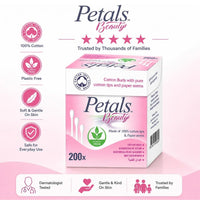 Petals Beauty Paper Stems Cotton Buds 200 Pieces Value Pack of 3