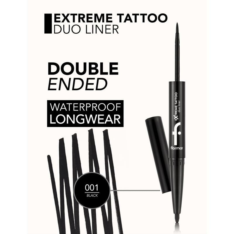 Flormar Extreme Tattoo Duo Eyeliner & Pencil 001 Black 2.66g