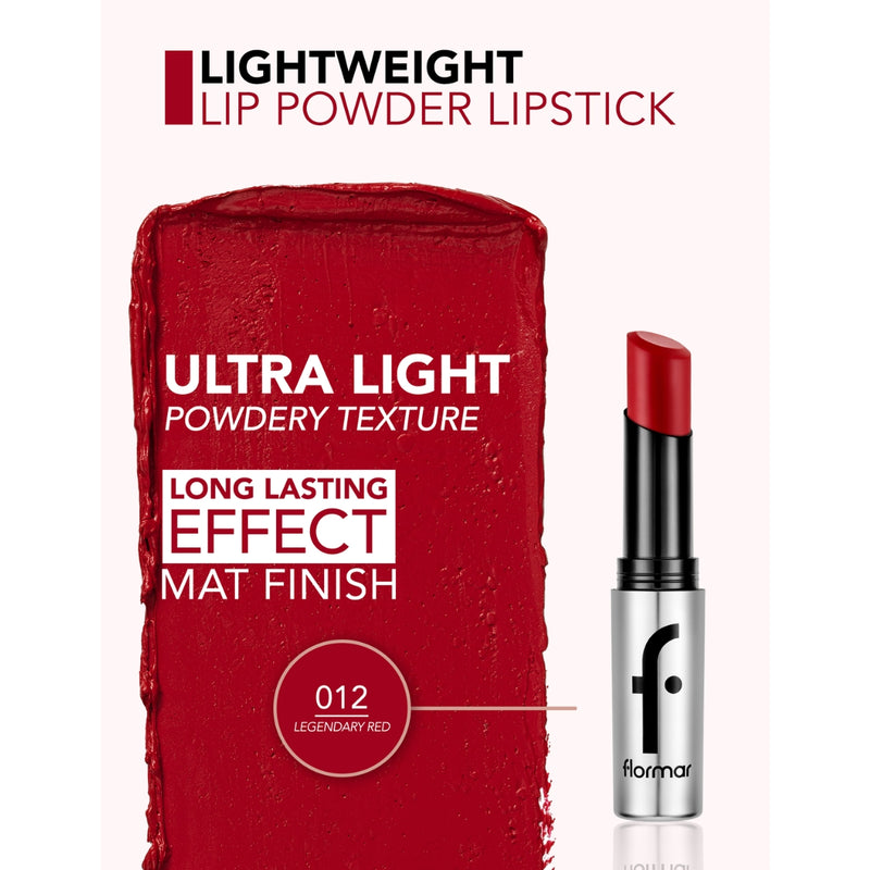 Flormar Light Weight Lip Powder Lipstick 012 Legendary Red 3g