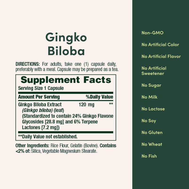 Natures Bounty Ginkgo Biloba 120mg 100 Capsules