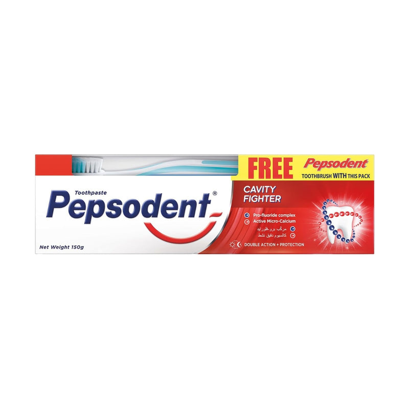 Pepsodent Toothpaste + Toothbrush Cavity Fighter 150g