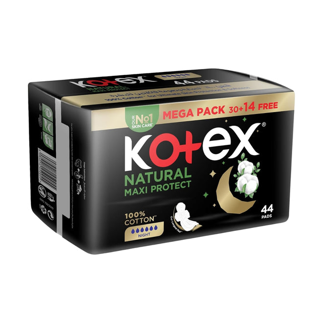 Kotex Sanitary Napkin Maxi Natural Night 30 + 14 Pads