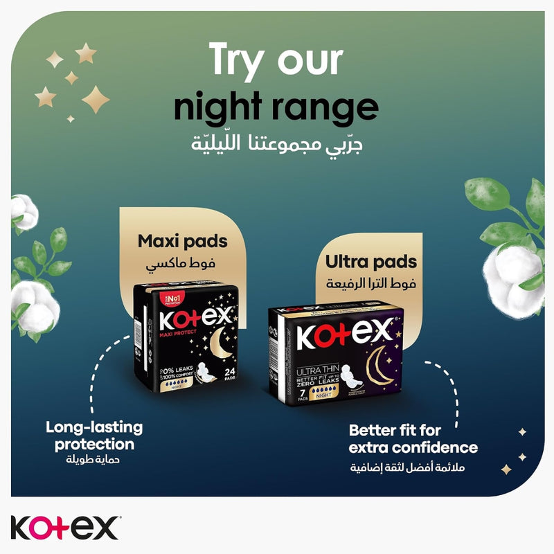 Kotex Sanitary Napkin Maxi Natural Night 30 + 14 Pads