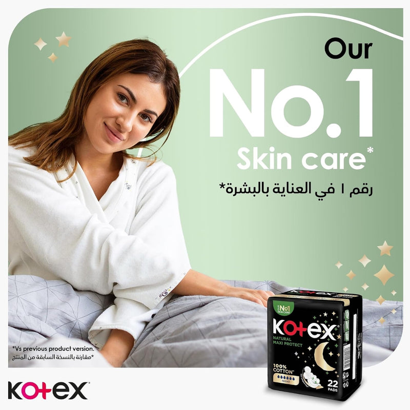Kotex Sanitary Napkin Maxi Natural Night 30 + 14 Pads