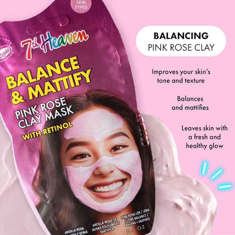 7th Heaven Balance & Mattify Pink Rose with Retinol Clay Mask 15g