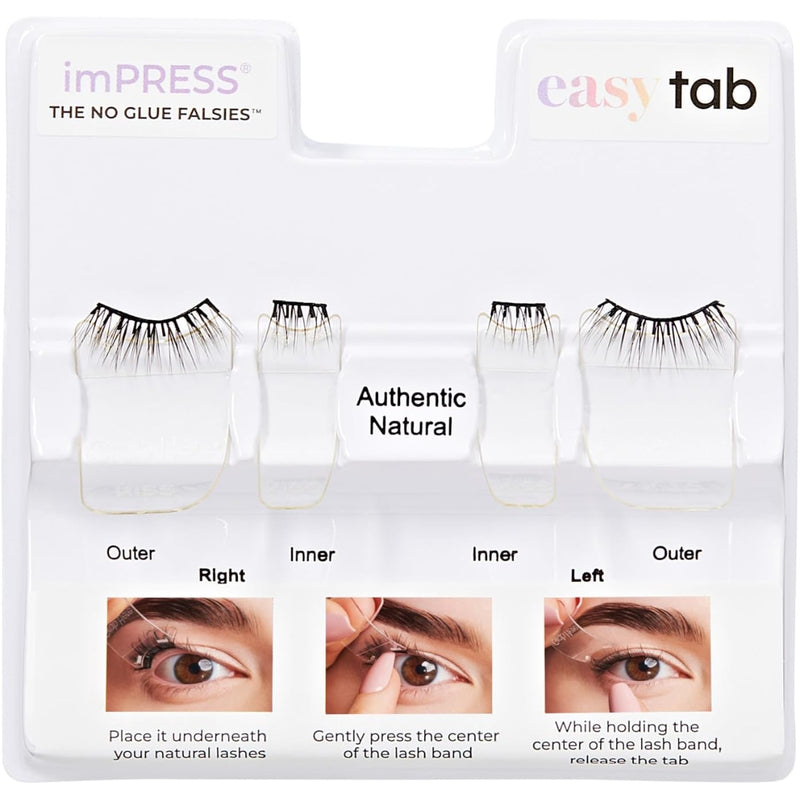 Kiss False Eyelash ILT02C Impress Press On Easy Tab Falsies Authentic Natural 1 Pair
