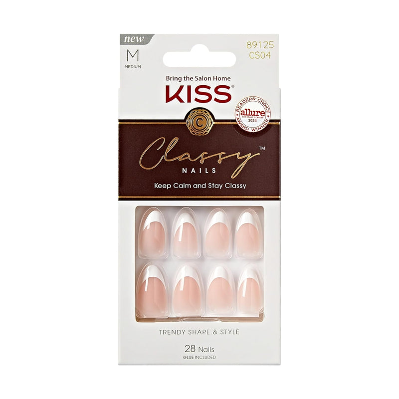 Kiss False Nails CS04C Classy Trendy Shape & Style with Glue Medium 28 Count