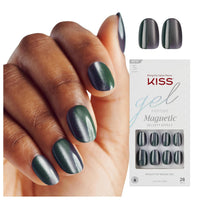 Kiss False Nails FMA04C Gel Fantasy Magnetic Velvety Effect Short Length Gray 28 Count