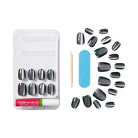 Kiss False Nails FMA04C Gel Fantasy Magnetic Velvety Effect Short Length Gray 28 Count