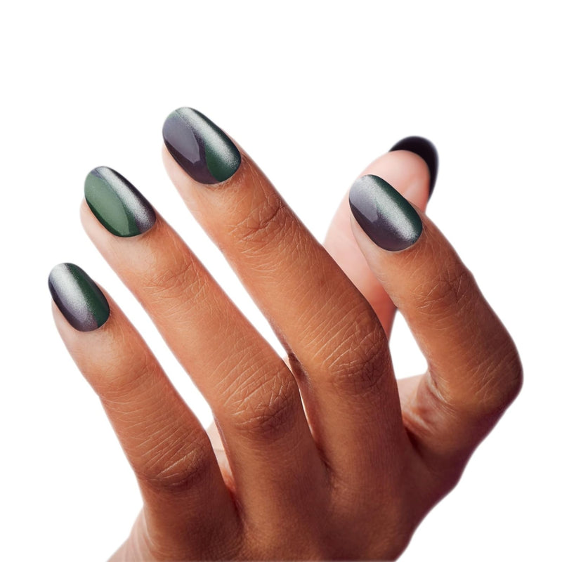 Kiss False Nails FMA04C Gel Fantasy Magnetic Velvety Effect Short Length Gray 28 Count