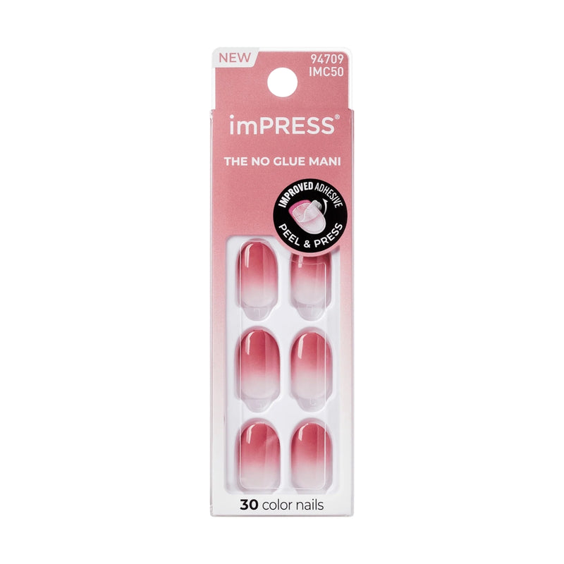 Kiss False Nails IMC50C Impress The No Glue Mani Color Ombre Nails Beat The Heat Short 30 Count