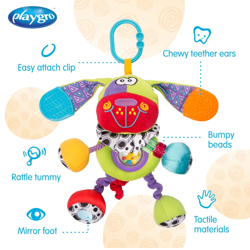 Playgro On The Go Activity Friend Doofy Dog 0 Month+ Clip-On Toy