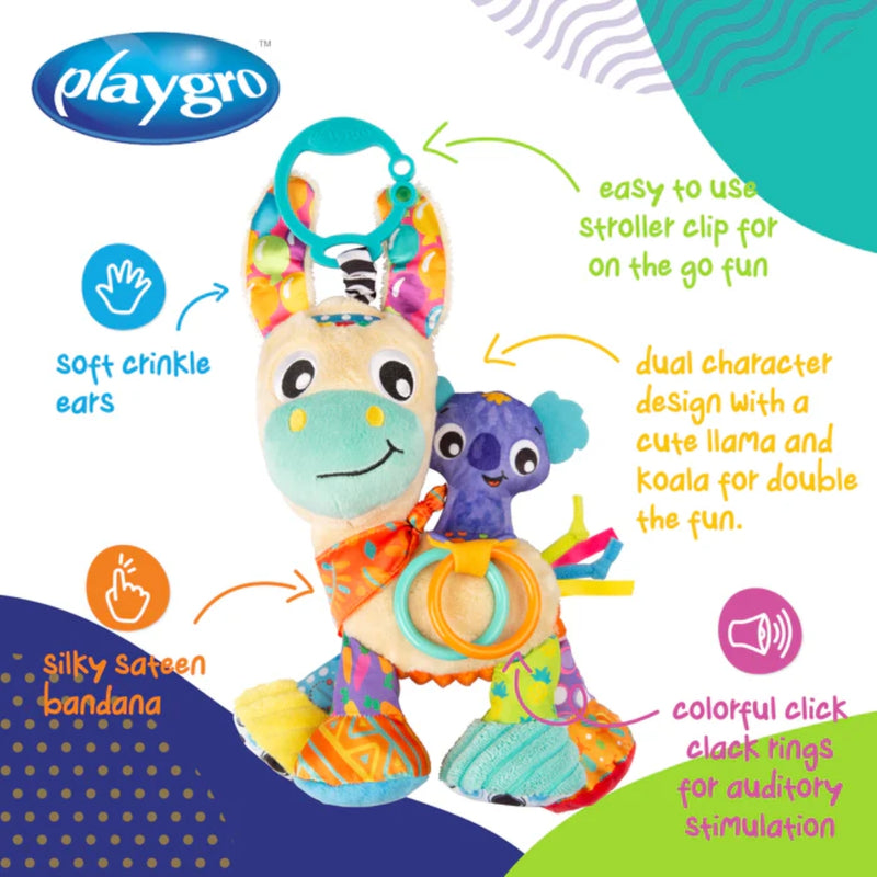 Playgro On The Go Activity Friend Lupe Llama 0 Month+ Clip-On Toy