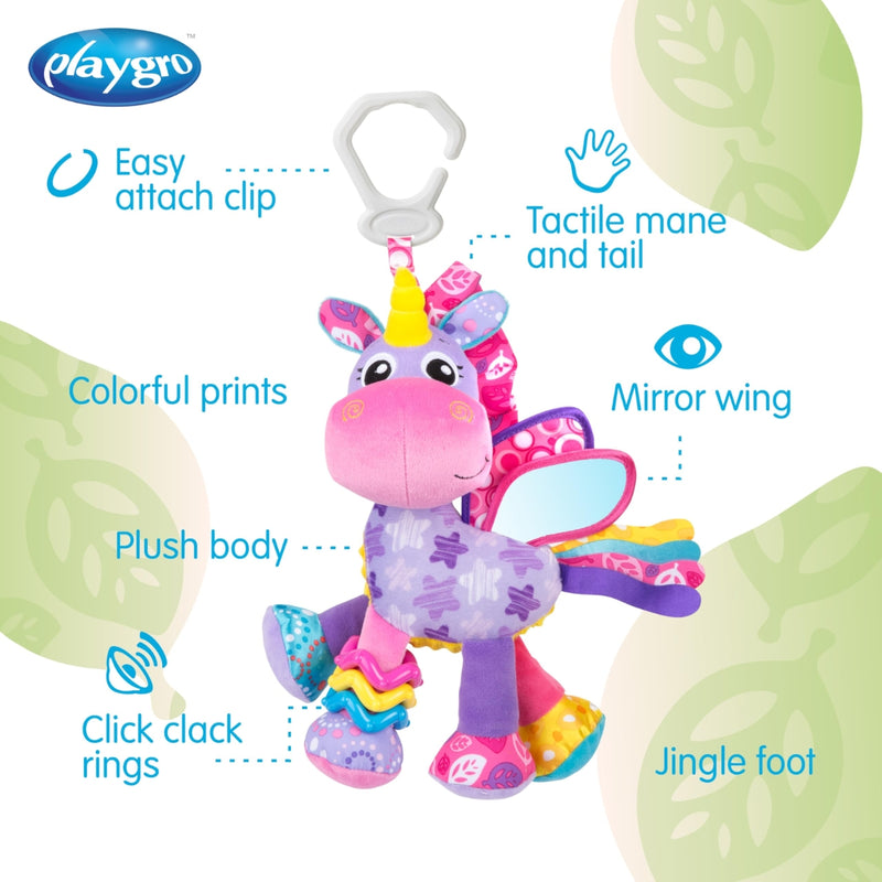 Playgro On The Go Activity Friend Stella Unicorn 0 Month+ Clip-On Toy
